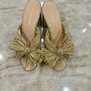 Loeffler Randall Gold Bow Mules